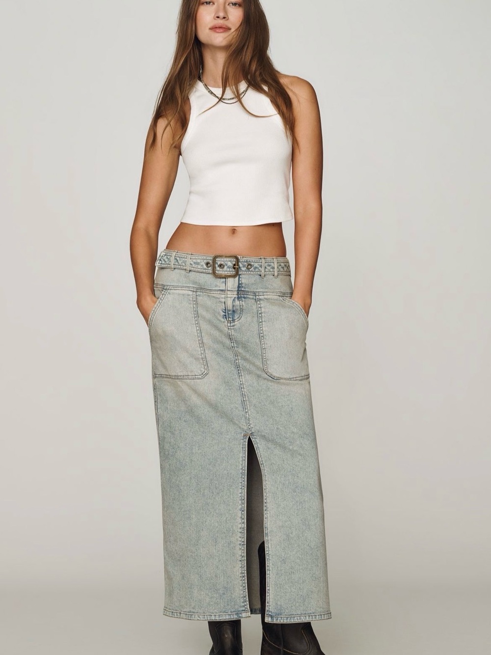 Anthropologie Pilcro Slouchy Denim Column Skirt 2
